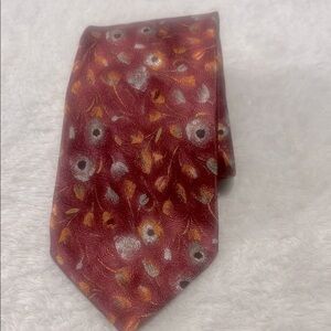 Stefano Milano 100% Silk Burgundy w/orange & silver Pattern Handmade in Italy